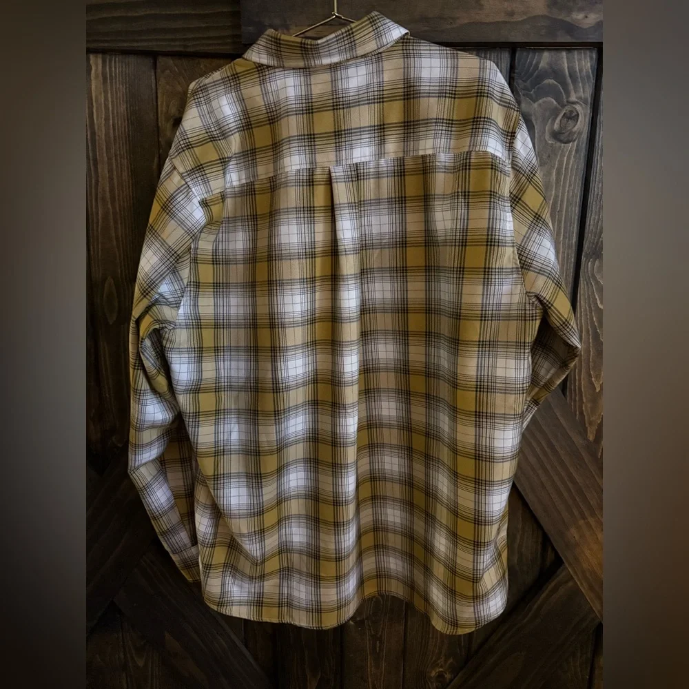 Dickies “Lager” Men's 2XL Yellow and White Plaid Flannel Button-Down Shirt - Picture 5 of 6